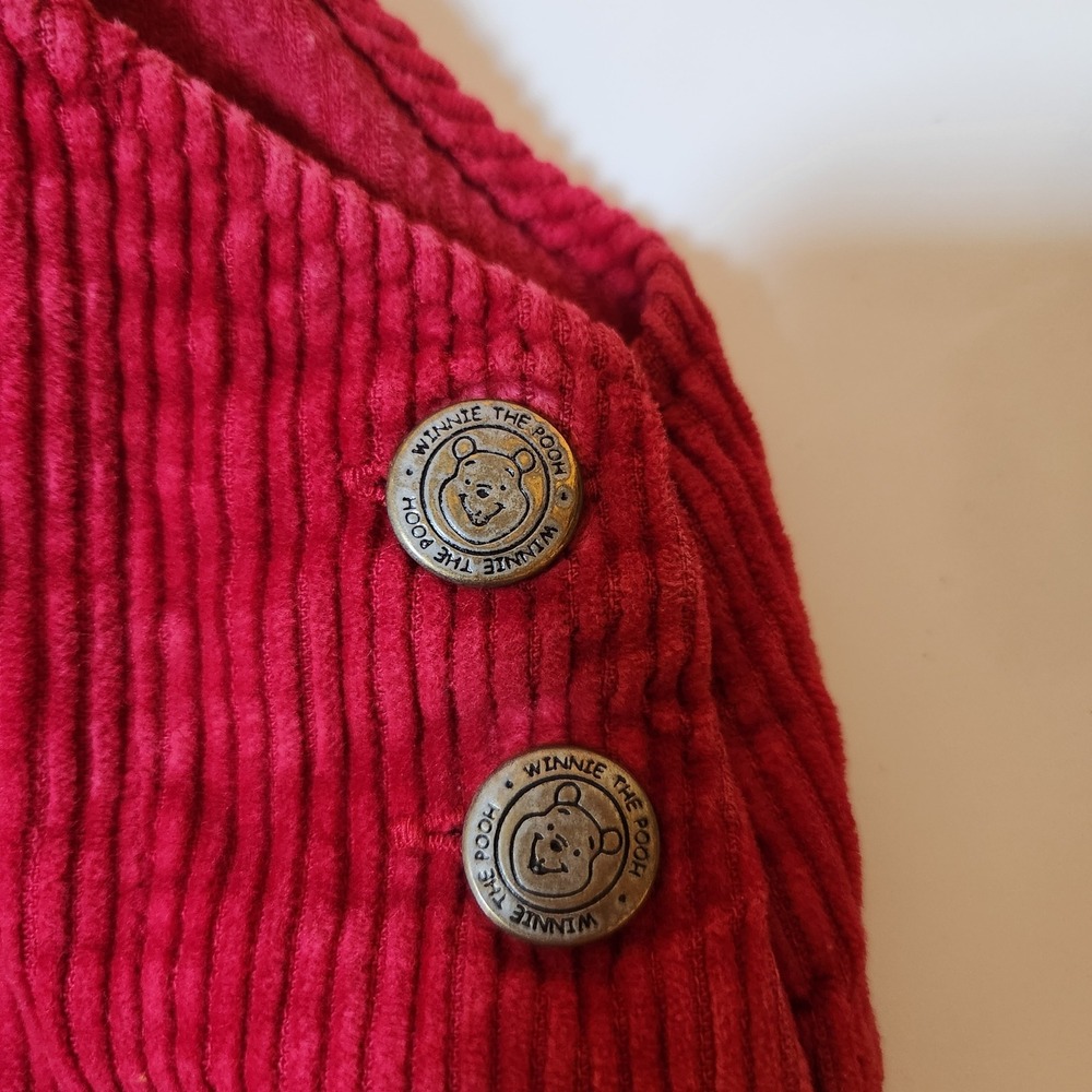 Disney Fall Winnie the Pooh Red Corduroy Jumper Dress Pooh & Piglet Toddler 3T - Picture 7 of 10